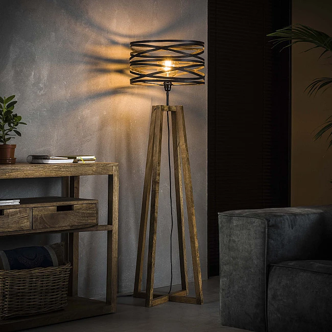 Stojaca lampa 76-73 Twist 1L Drevo Mango