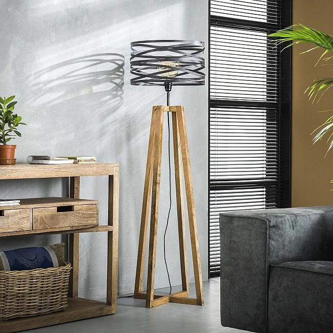 Stojaca lampa 76-73 Twist 1L Drevo Mango