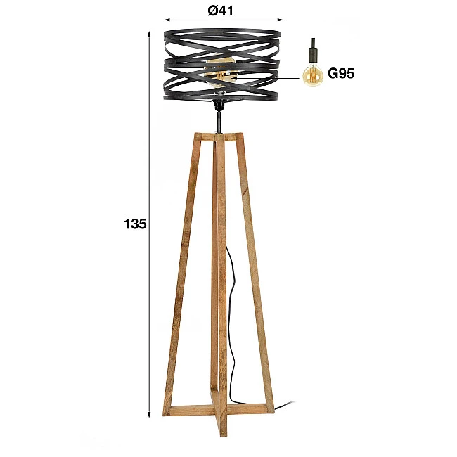 Stojaca lampa 76-73 Twist 1L Drevo Mango