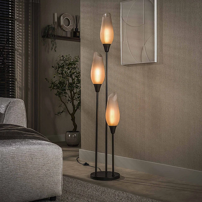 Stojaca lampa 76-90F Cocoon 3L Brown frosted glass