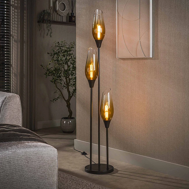 Stojaca lampa 76-90S Cocoon 3L Brown clear glass