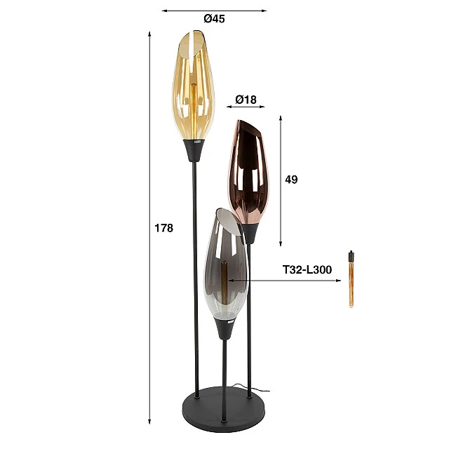 Stojaca lampa 76-91 Cocoon 3L Multicolour glass
