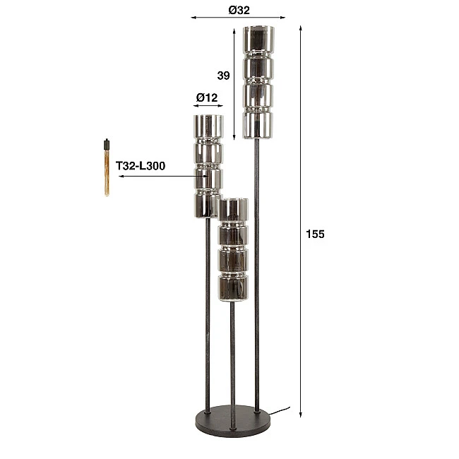 Stojaca lampa 77-13 Cylinder 3L Chromed Glass