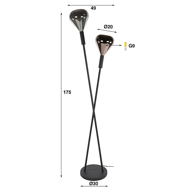 Stojaca lampa 77-19 Wings 2L Multicolour Glass