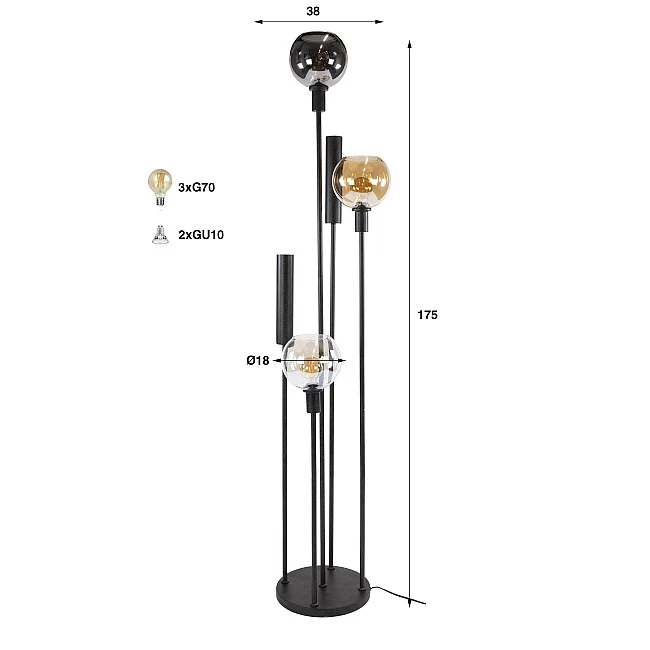 Stojaca lampa 79-14 Sfere 3L Multicolour Glass