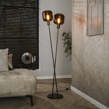 Stojaca lampa 84-30 Bronza 2L Brown Glass