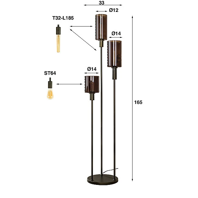 Stojaca lampa 84-35 Sepiora 3L Brown Glass