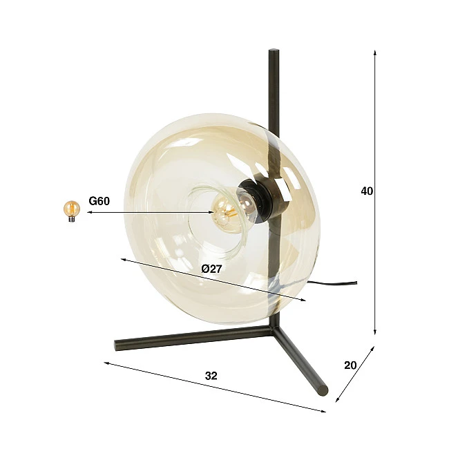 Stolová lampa 60-01 Soll 1L Jantar glass