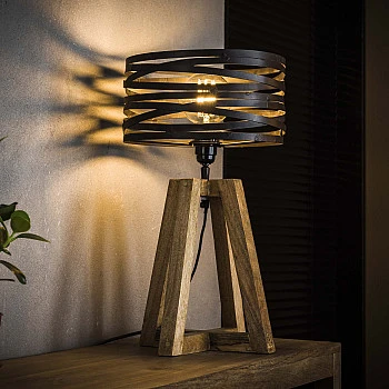 Stolová lampa 76-71 Twist 1L Drevo Mango