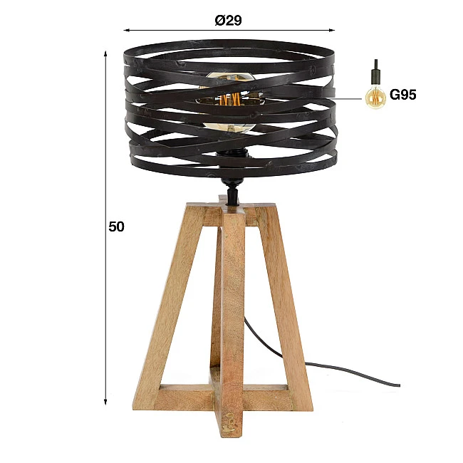 Stolová lampa 76-71 Twist 1L Drevo Mango