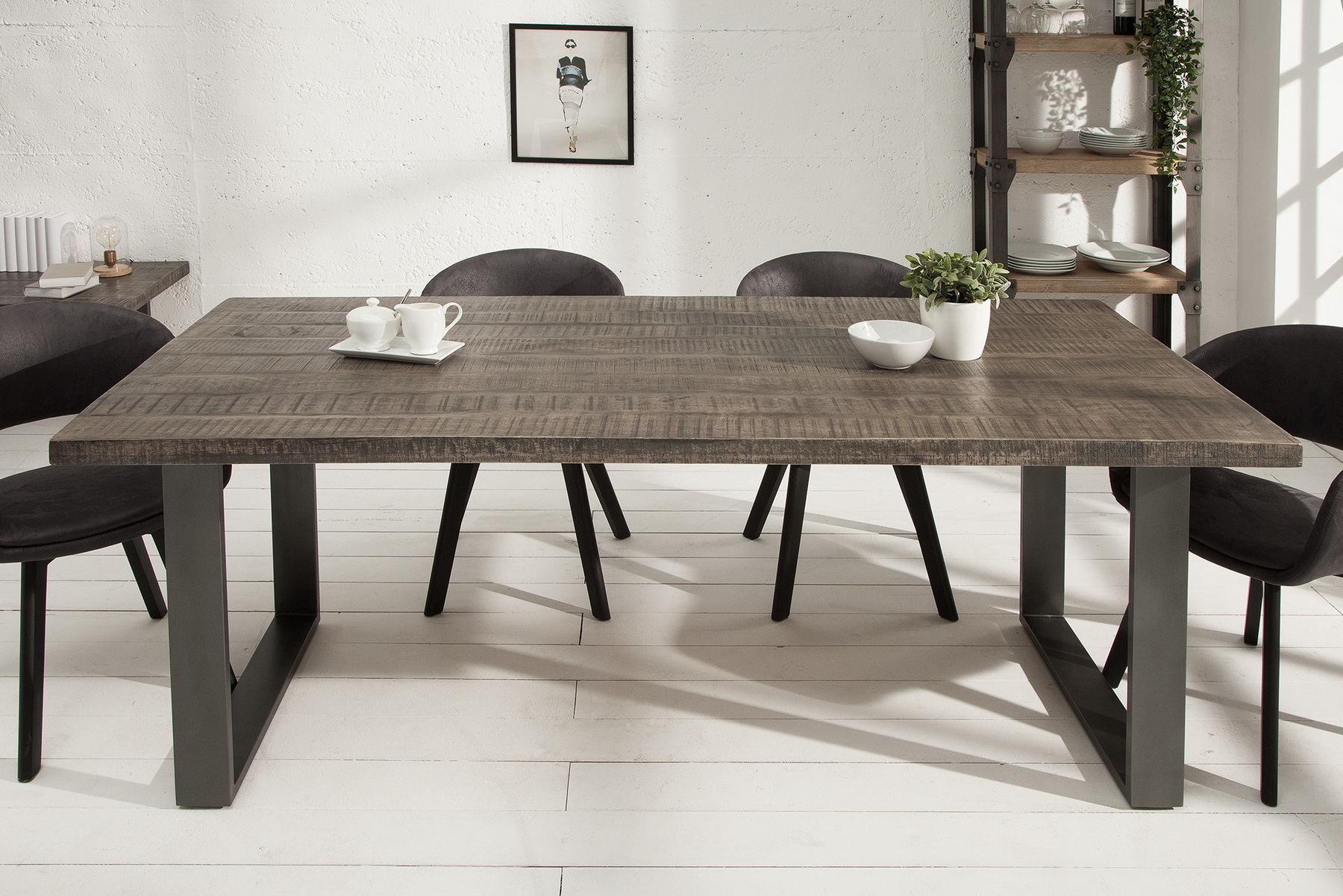 Jedálenský stôl 38657 180x90cm Masív drevo Mango šedé Jedálenský stôl 38657 180x90cm Masív drevo Mango šedé