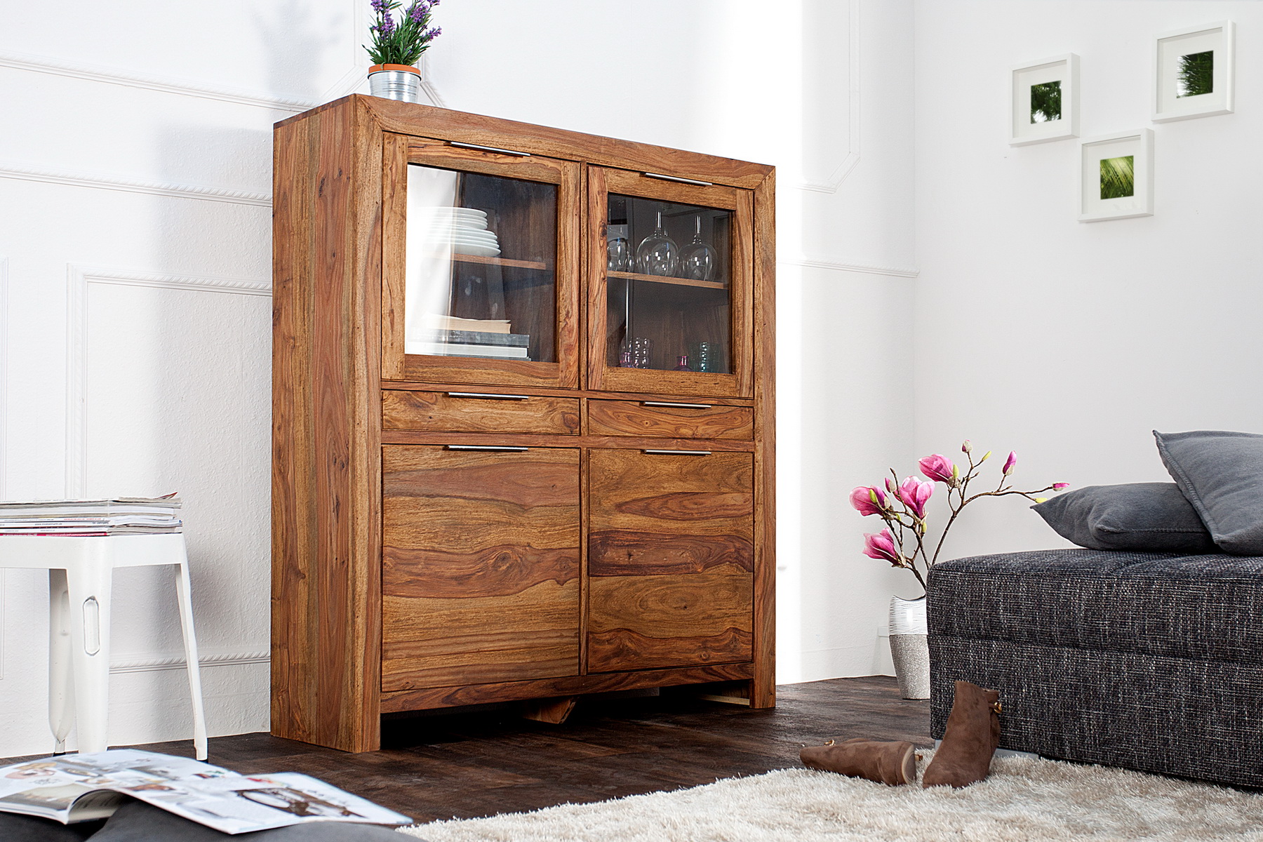 Komoda/Vitrína 22685 120cm Drevo Sheesham/Palisander Komoda/Vitrína 22685 120cm Drevo Sheesham/Palisander