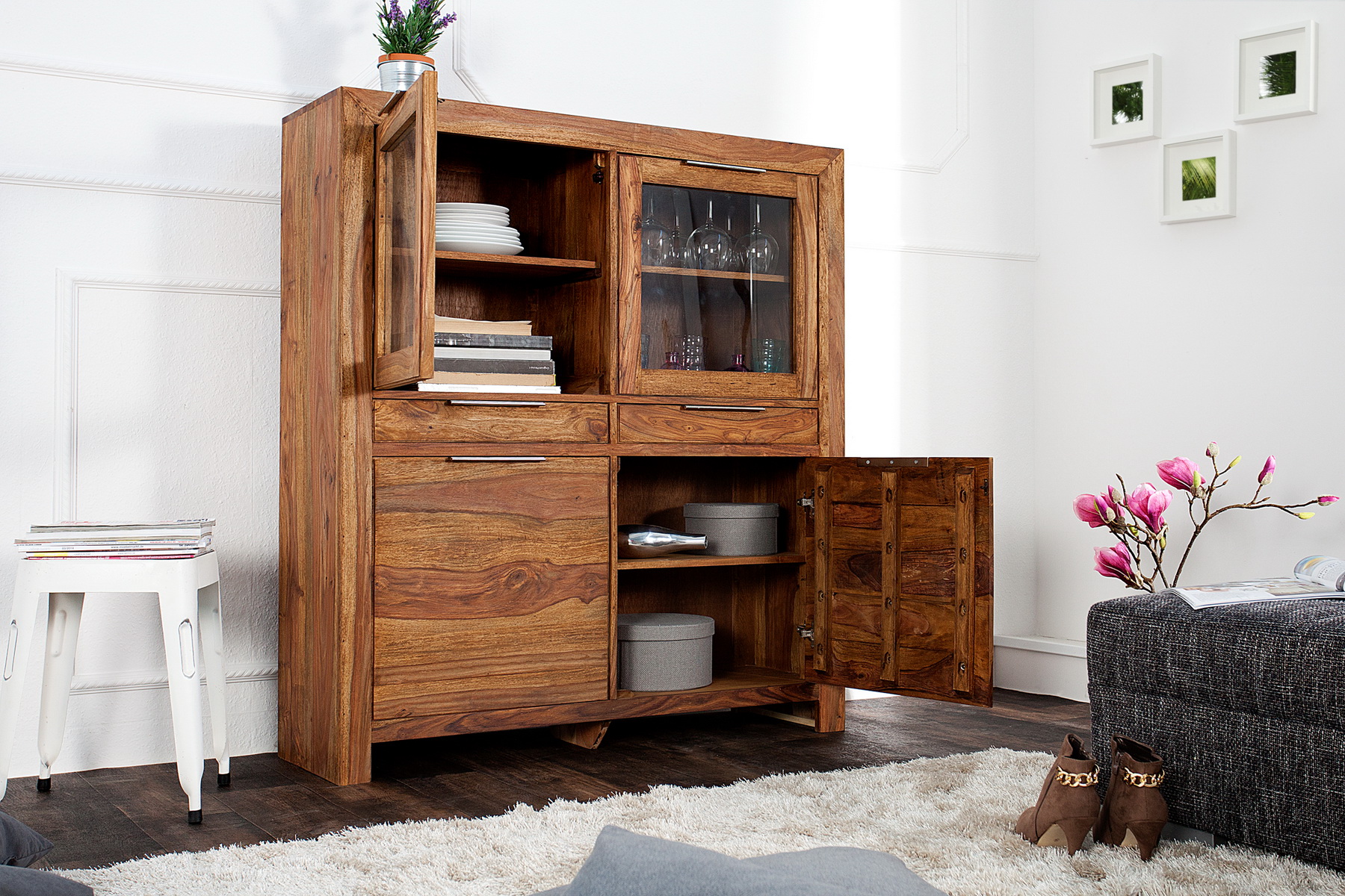 Komoda/Vitrína 22685 120cm Drevo Sheesham/Palisander Komoda/Vitrína 22685 120cm Drevo Sheesham/Palisander