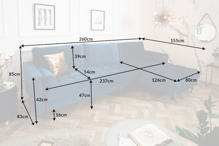 Rohová sedacia súprava 39847 Cozy - Zamat tmavo modrá Rohová sedacia súprava 39847 Cozy - Zamat tmavo modrá