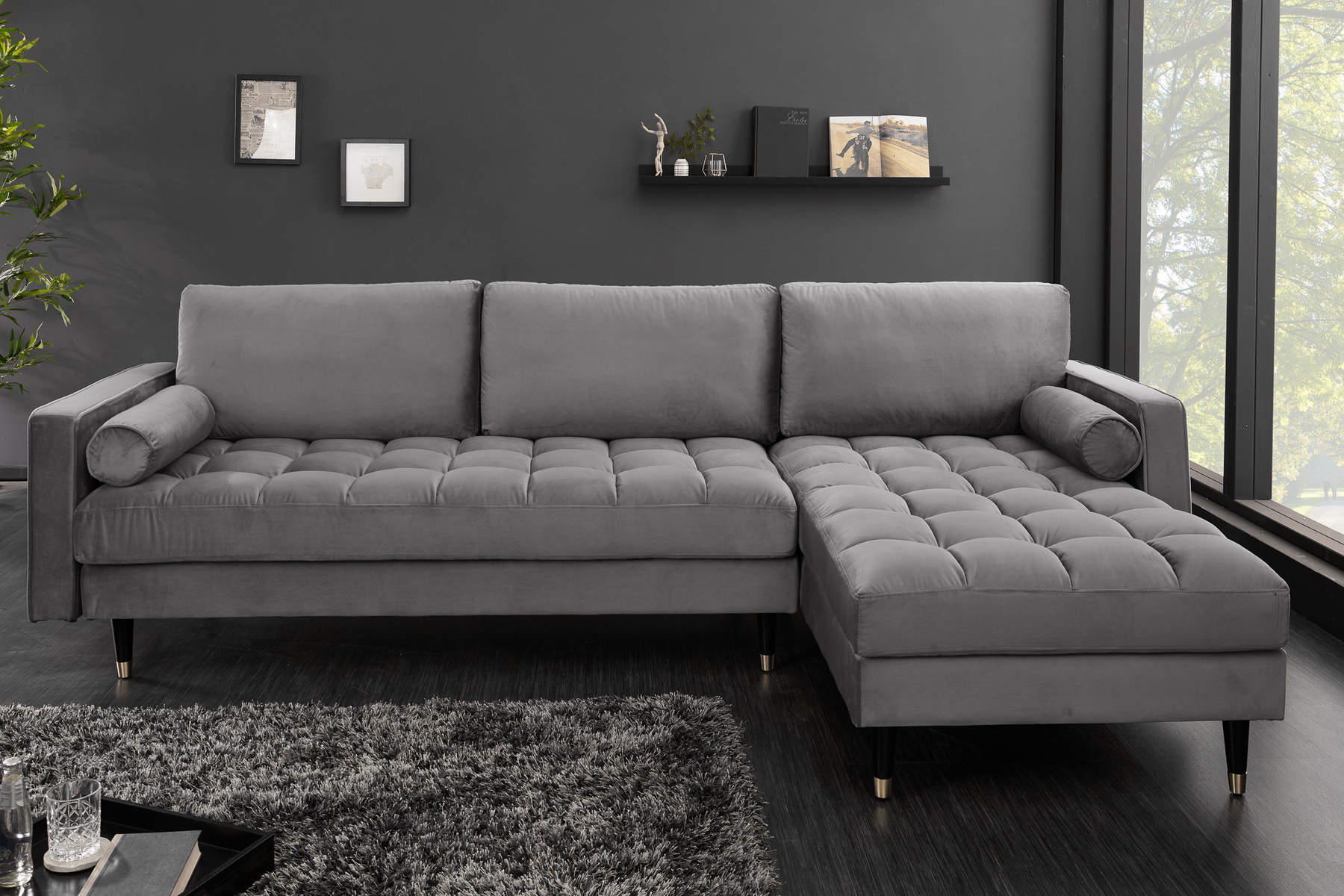 Rohová sedacia súprava 40273 Cozy - Zamat Šedá Rohová sedacia súprava 40273 Cozy - Zamat Šedá