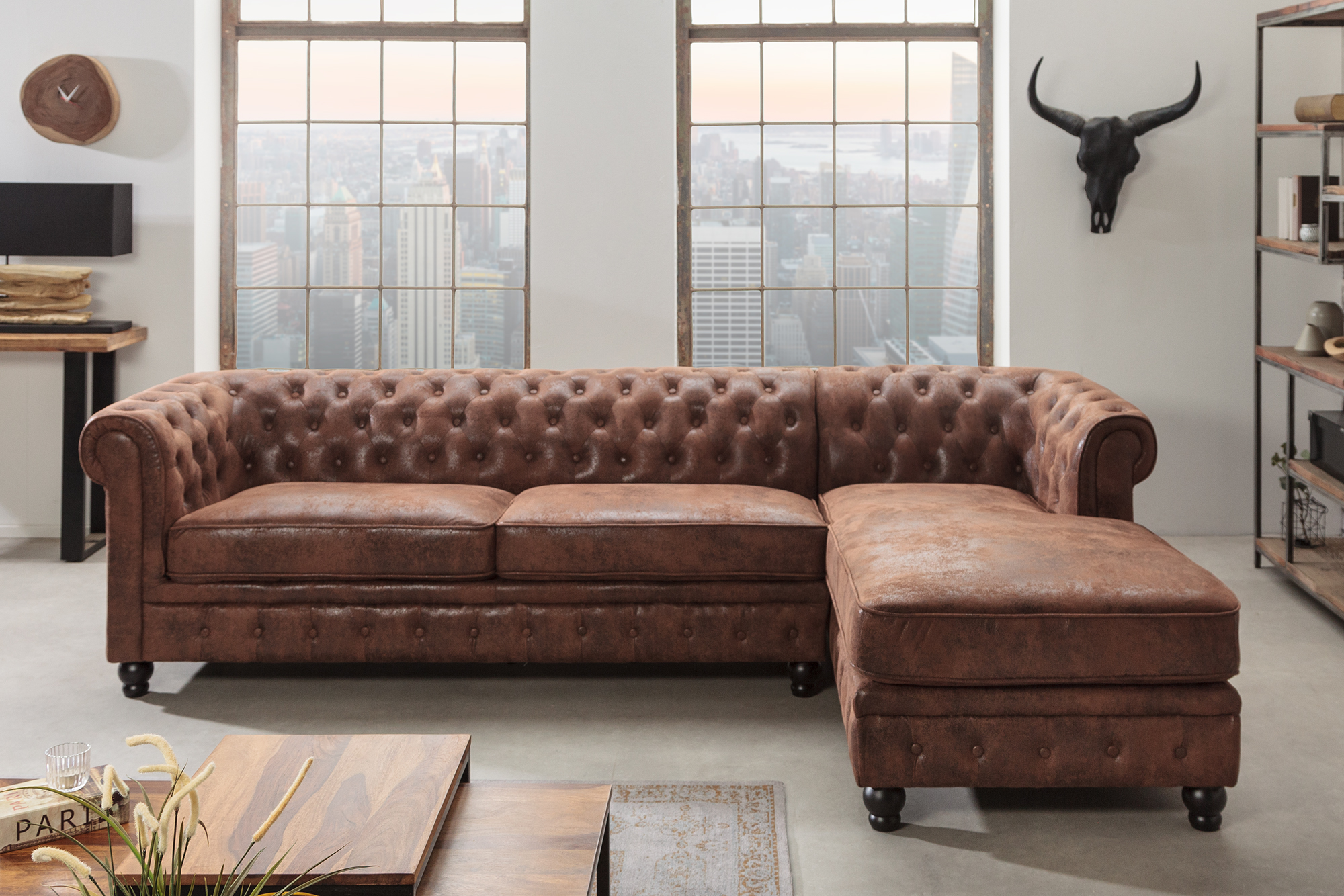 Rohová sedacia súprava 40610 Chesterfield Pravá - Antik hnedá Rohová sedacia súprava 40610 Chesterfield Pravá - Antik hnedá