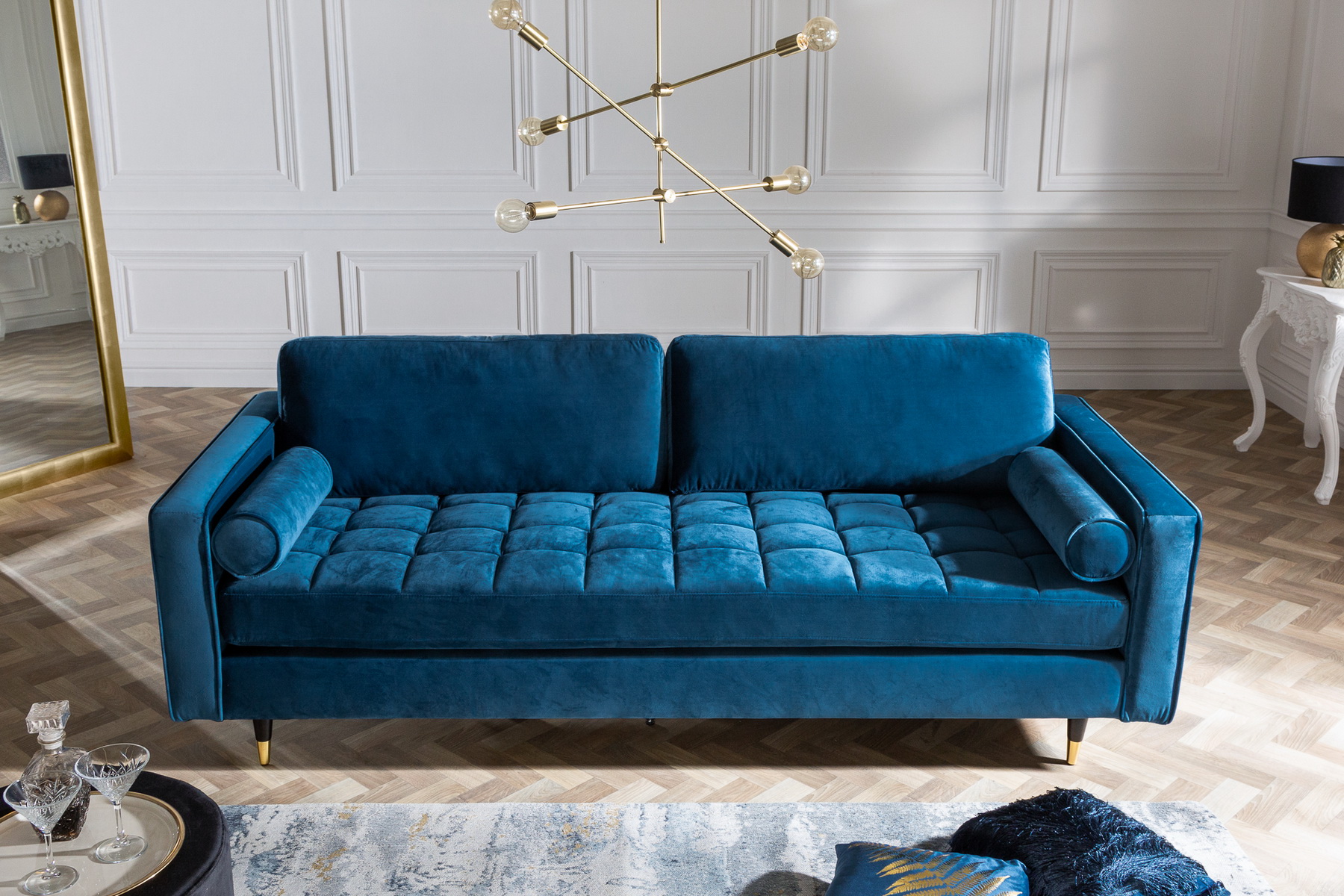 Sedacia súprava 39844 225cm Cozy - Zamat Modrá Sedacia súprava 39844 225cm Cozy - Zamat Modrá