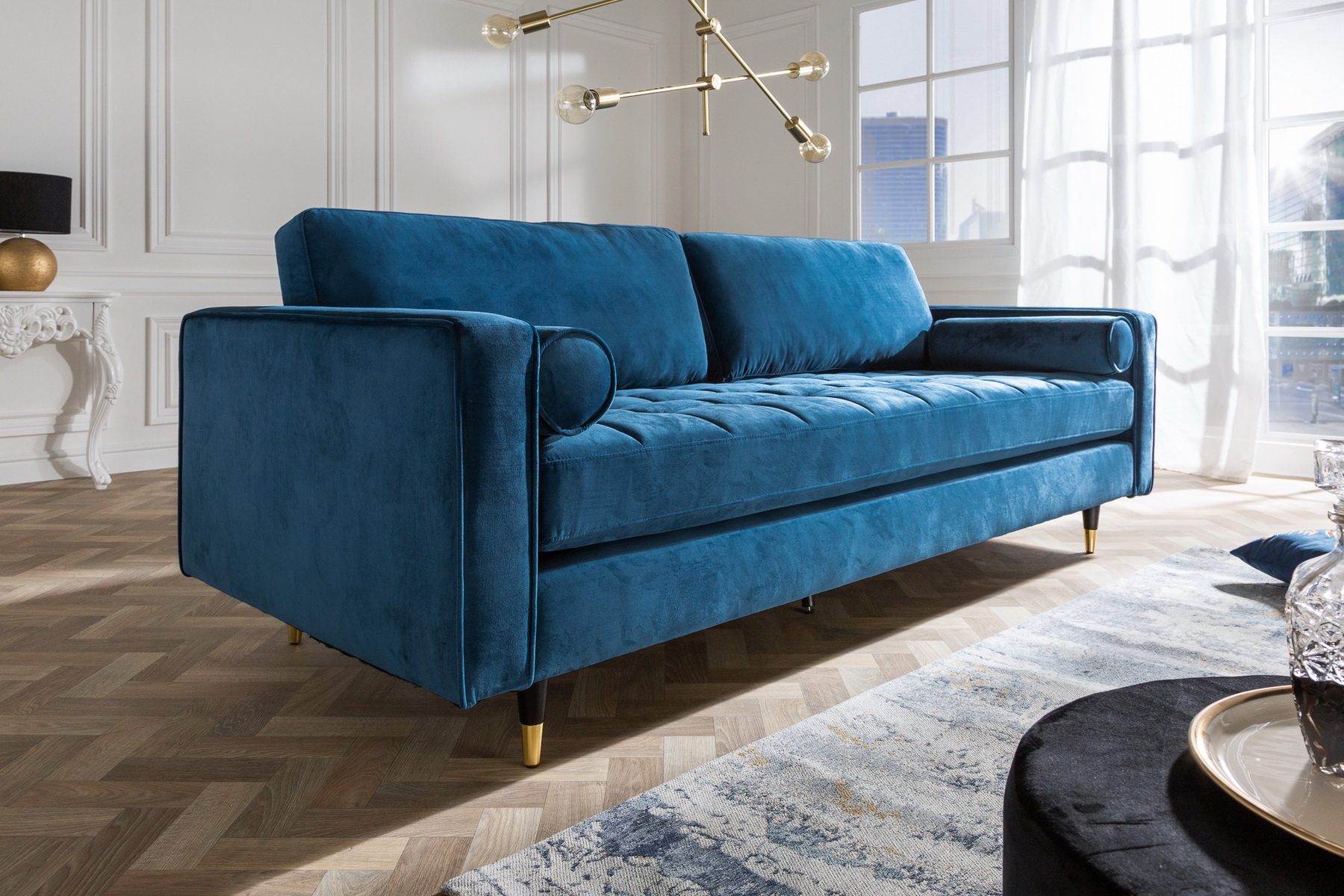 Sedacia súprava 39844 225cm Cozy - Zamat Modrá Sedacia súprava 39844 225cm Cozy - Zamat Modrá
