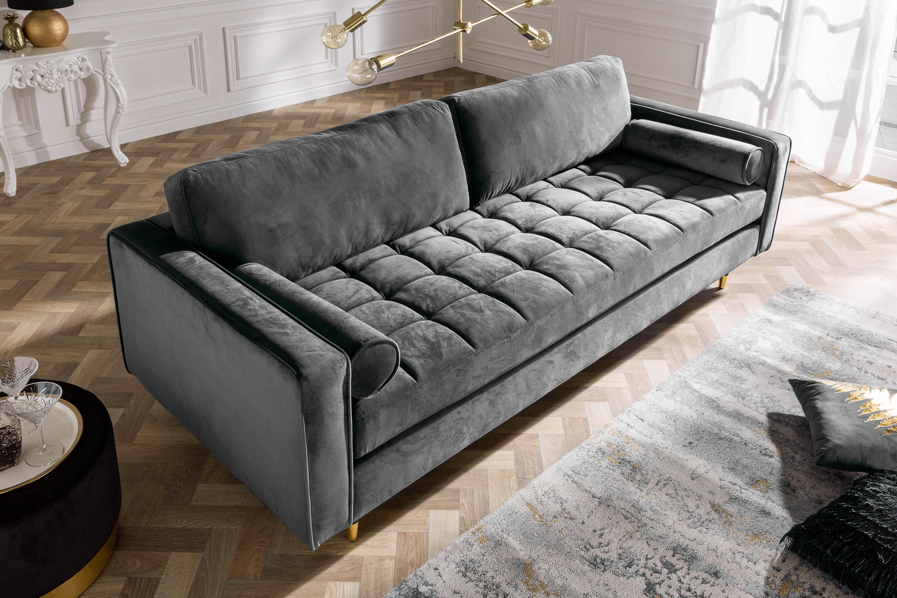 Sedacia súprava 39846 225cm Cozy - Zamat Šedá Sedacia súprava 39846 225cm Cozy - Zamat Šedá