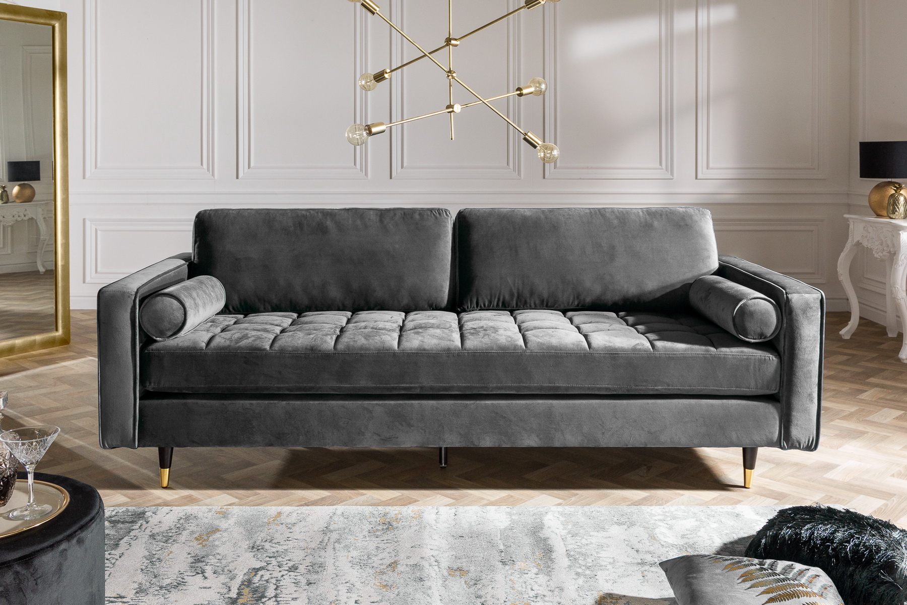 Sedacia súprava 39846 225cm Cozy - Zamat Šedá Sedacia súprava 39846 225cm Cozy - Zamat Šedá