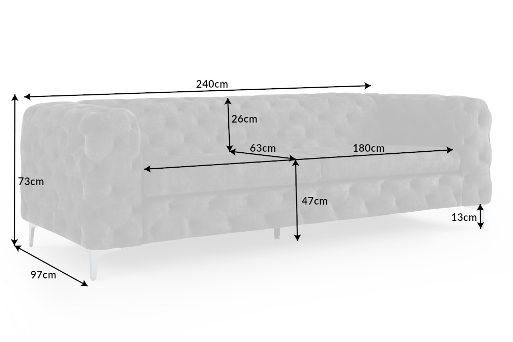 Sedacia súprava 41134 240cm Modern Barock - Zamat Šedá Sedacia súprava 41134 240cm Modern Barock - Zamat Šedá
