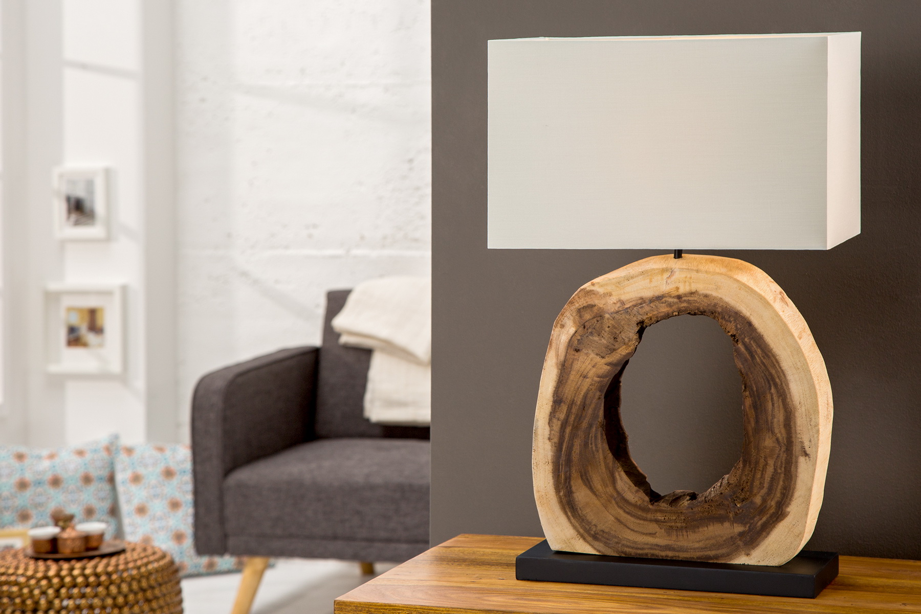 Stolová lampa 36972 Circle teakové drevo Stolová lampa 36972 Circle teakové drevo