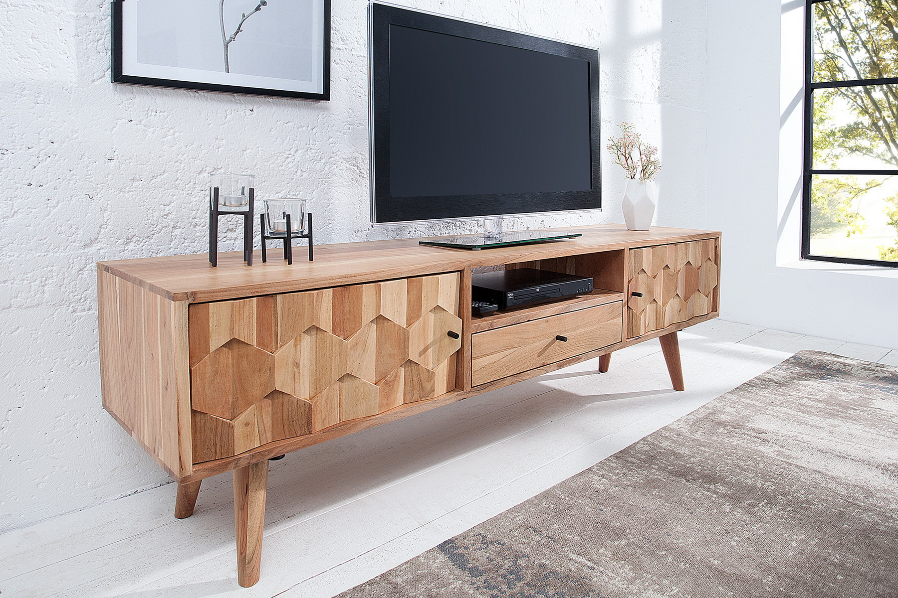 TV-skrinka 38423 140cm Masív drevo Acacia Retro TV-skrinka 38423 140cm Masív drevo Acacia Retro