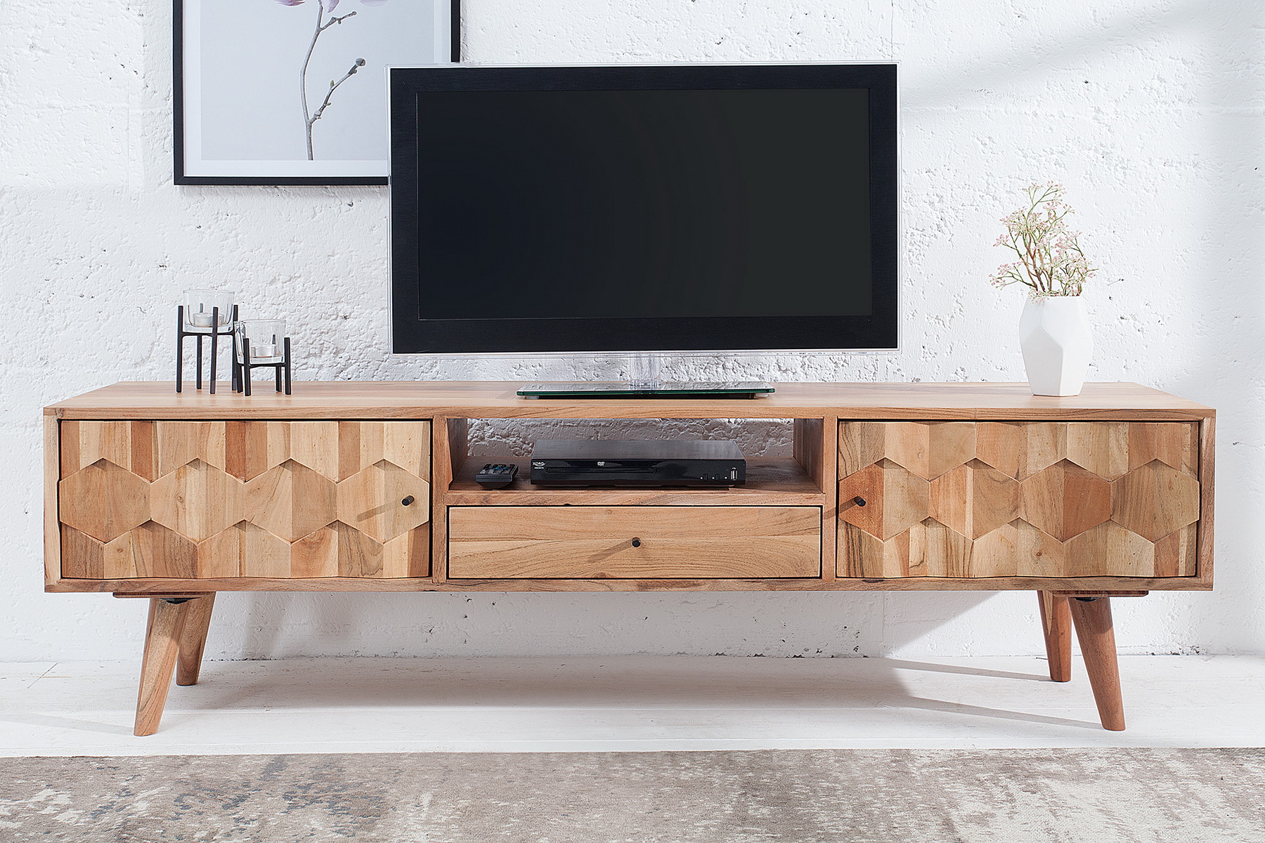 TV-skrinka 38423 140cm Masív drevo Acacia Retro TV-skrinka 38423 140cm Masív drevo Acacia Retro