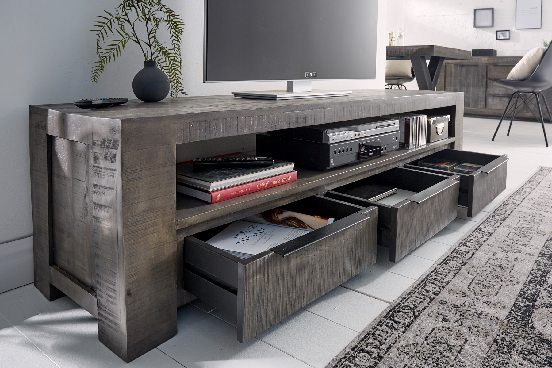 TV-skrinka 39279 170cm Masív drevo Mango Industrial look - PRODUKT JE SKLADOM - 2Ks TV-skrinka 39279 170cm Masív drevo Mango Industrial look - PRODUKT JE SKLADOM - 2Ks