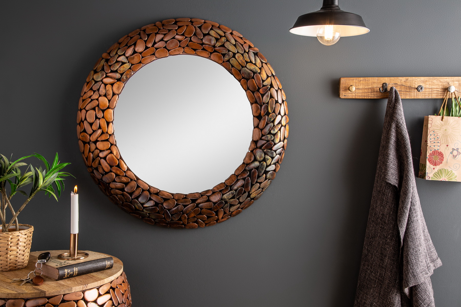 Zrkadlo 38743 Ø82cm Mosaic medené-aluminium Zrkadlo 38743 Ø82cm Mosaic medené-aluminium