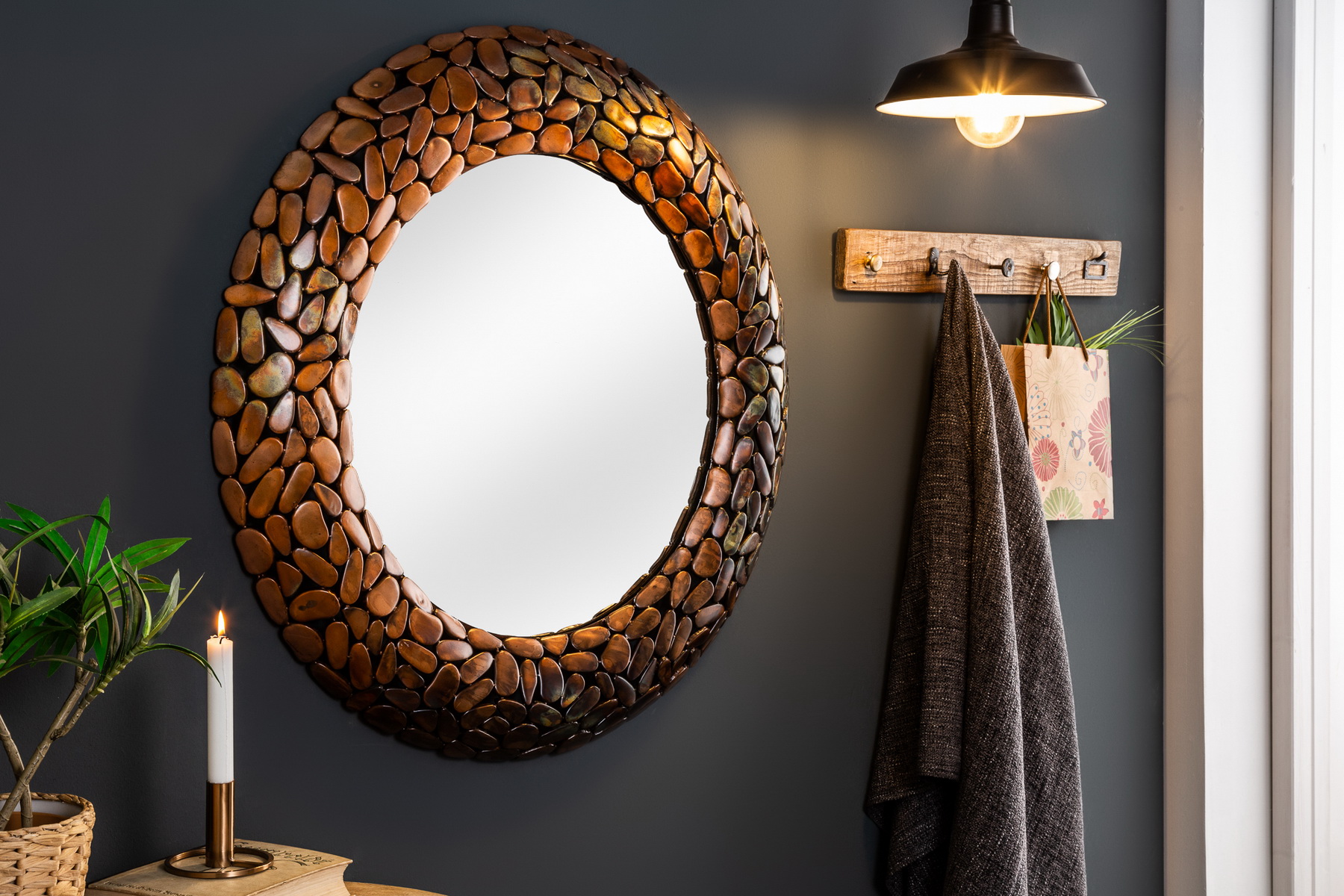 Zrkadlo 38743 Ø82cm Mosaic medené-aluminium Zrkadlo 38743 Ø82cm Mosaic medené-aluminium