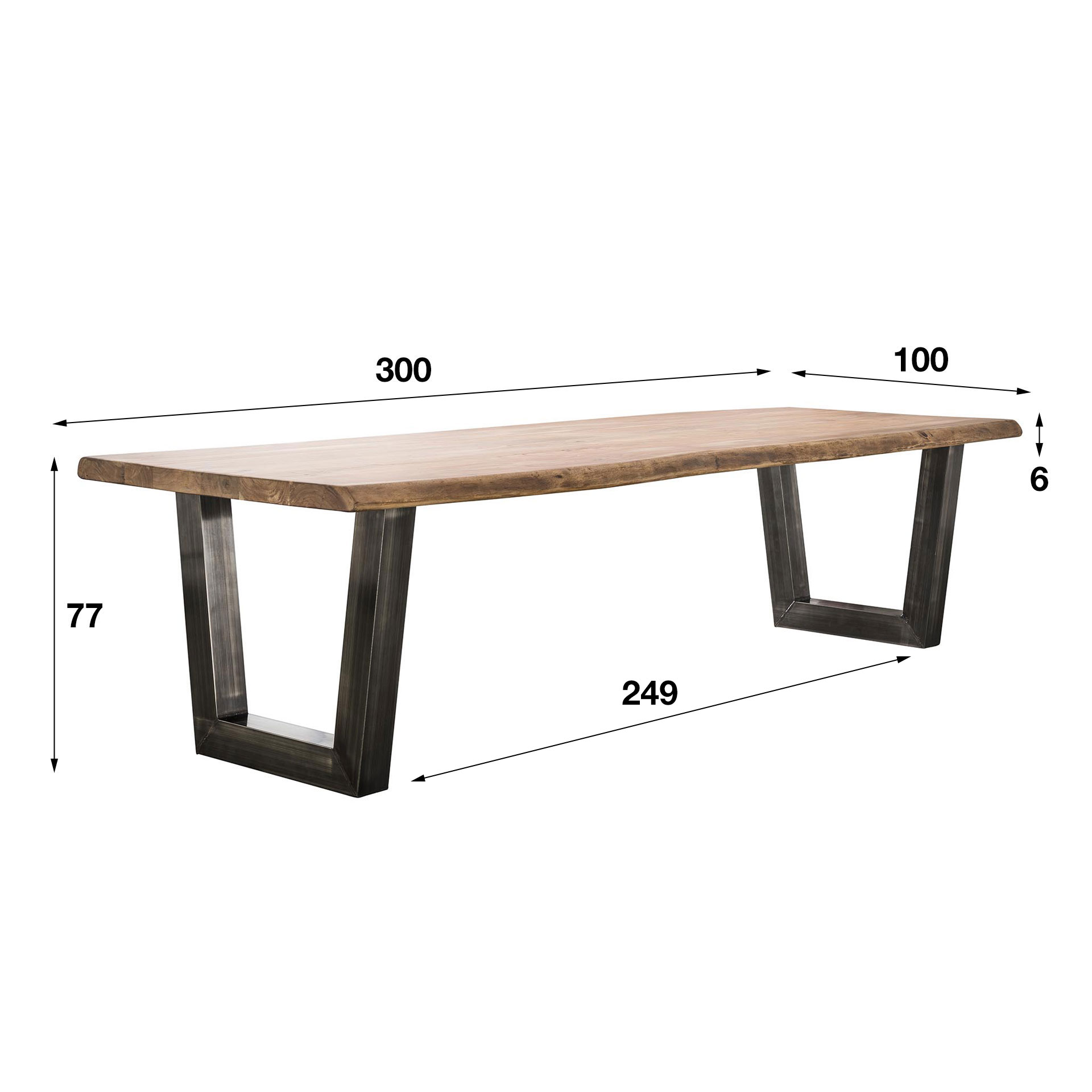 Jedálenský stôl 20-35 300x100cm Acacia natural 6cm Jedálenský stôl 20-35 300x100cm Acacia natural 6cm