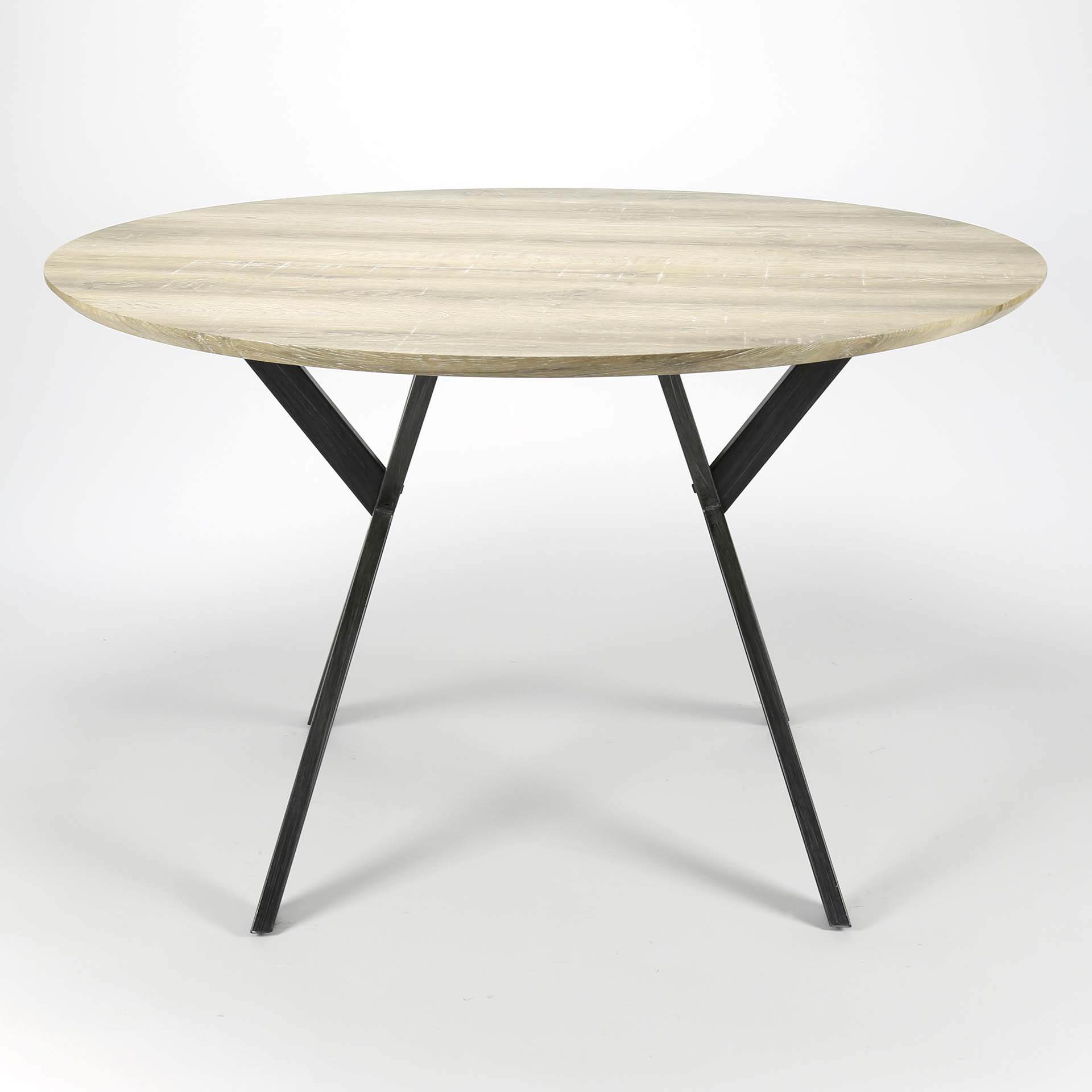 Jedálenský stôl 56-81  Ø120cm Bielený dub